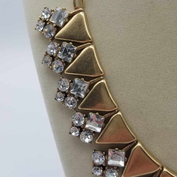 J Crew Matte Finish Triangle Crystal Rhinestone Cluster Necklace - Picture 11 of 12